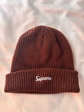 Supreme Brown Knit Beanie with Interior Label